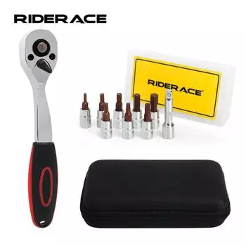 Набор гаечных ключей с храповым механизмом 1/4 дюйма, инструменты для ремонта велосипеда, набор отверток для велосипеда, шестигранный ключ для велосипеда, ручной инструмент чёрный