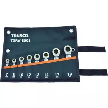 Набор гаечных ключей с трещоткой TRUSCO, набор из 8 шт. (Короткий тип) TGRW-800S серебряный