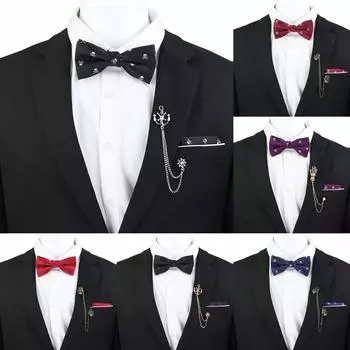 Набор галстуков-бабочек, узор черепа дракона, мужчины, носовой платок с бабочкой, брошь с кисточкой, свадьба, вечеринка в честь Хэллоуина,