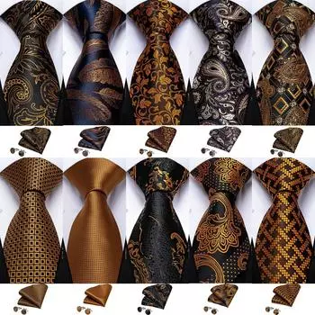 Мужской набор аксессуаров из жаккарда. Галстук, платок и запонки N-7249