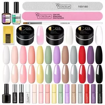 Набор гель-лаков COSCELIA и гель для наращивания ногтей, замачиваемый УФ-светодиодный гель, полуперманентный лак для ногтей, маникюрные инструменты, набор для дизайна ногтей
