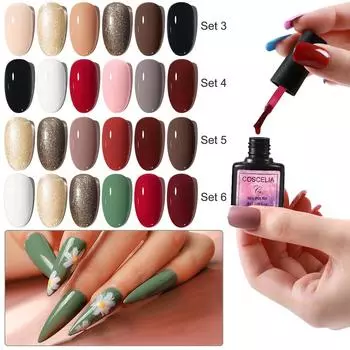 Набор гель-лаков для ногтей COSCELIA, 8 мл, гель-лак для ногтей, УФ-светодиодный лак для ногтей, цветной гель-лак для дизайна, набор для замачивания, УФ-гель-лак для ногтей, полуперманентный лак для маникюра