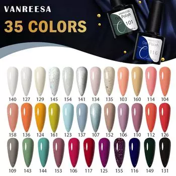 Набор гель-лаков для ногтей VANREESA, 35 цветов, пастельный гель-лак для ногтей, набор отмачиваемых лаков для арт-салона ногтей