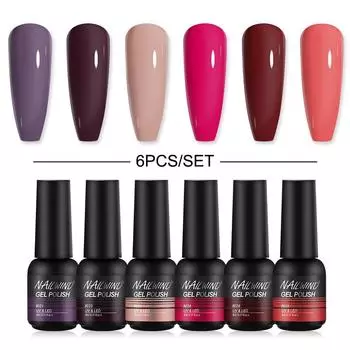 Набор гель-лаков NAILWIND, 6 шт., гель-лаки для замачивания, лак для ногтей Hybrydowe для маникюра, необходимое отверждаемое базовое верхнее покрытие, гель для ногтей