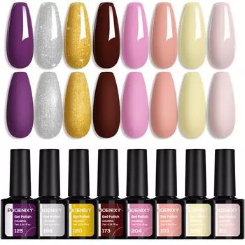 Набор гель-лаков PHOENIXY 4/6/8 шт. Цветной гибридный набор гель-лаков для маникюра Soak Off Need Base и Top LED Lamp Nail Art 4 colors gel_33