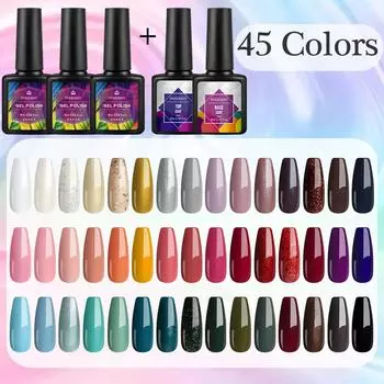 Набор гель-лаков PHOENIXY, 8 мл, УФ-лак, полуперманентный праймер, верхнее базовое покрытие, полигель-лак, маникюр, гель-лаки для дизайна ногтей set 1