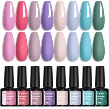 Набор гель-лаков PHOENIXY 8 шт. Цветной гибридный набор гель-лаков для маникюра Soak Off Need Base и Top LED Lamp Nail Art 8 colors gel