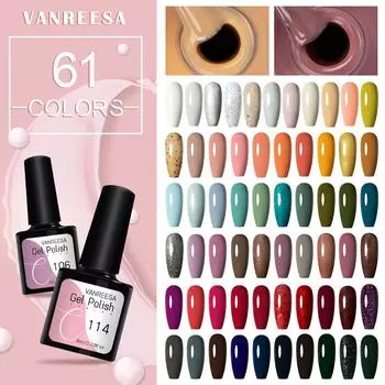 Набор гель-лаков VANREESA, 61 шт., долговечный красочный гель для дизайна ногтей, гибридный полупостоянный гель для дизайна ногтей, сделай сам
