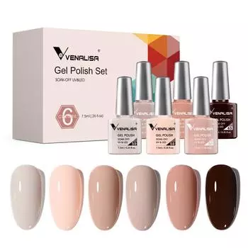 Набор гель-лаков Venalisa, 6 шт./лот, в роскошной фирменной коробке, 7,5 мл, серия для замачивания УФ и светодиодов телесного цвета для украшения дизайна ногтей