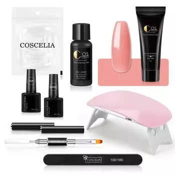 Набор гелей для наращивания ногтей COSCELIA, набор гелей для наращивания ногтей, наращивание ногтей, УФ-гель, замачиваемый УФ-светодиодный полуперманентный гель, лампа для сушки ногтей, маникюрные насадки, инструменты для ногтей, набор конструкторов