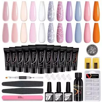 Набор гелей для наращивания ногтей VANREESA, чистый гель-лак для быстрого наращивания акриловых кончиков, идеально подходит для начинающих мастеров маникюра и DIY