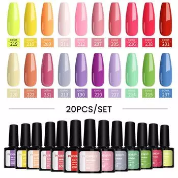 Набор гелей для ногтей PHOENIXY, 8 мл, однотонный гель-лак для ногтей, полуперманентный УФ-светодиодный светильник с блестками для маникюра, гель-лак для дизайна ногтей, лаки set 01