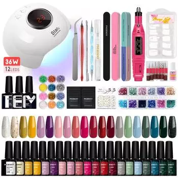 Набор гелей для ногтей PHOENIXY, блестящий гель для наращивания ногтей, УФ-гель для наращивания желе, гель-лак