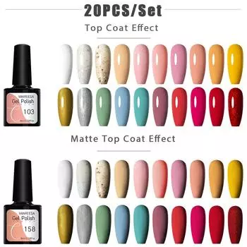 Набор гелей для ногтей VANREESA, 20 шт., полуперманентный лак для ногтей, чистый цвет с блестящим гелем, набор красочных гелей для салона дизайна ногтей