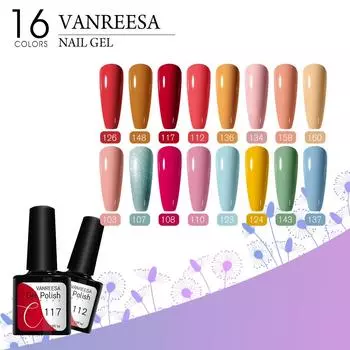 Набор гелевых лаков для ногтей VANREESA, 16 шт., полуперманентный гель для ногтей, полуперманентный замачиваемый гель для маникюрного салона дома