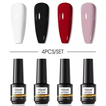 Набор гелевых ногтей ROSALIND, 4 шт., УФ-лак для ногтей, гель-лаки, 7 мл для маникюра, набор для ногтей с отверждаемой базой и верхним слоем