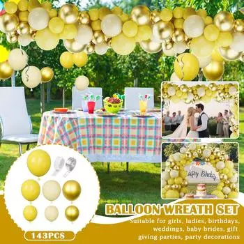 Набор гирлянды-арки желтого и золотого цветов - 143 шт. желтых шаров макаронс для дня рождения, юбилея, Нового года, крещения ребенка, выпускного One Size