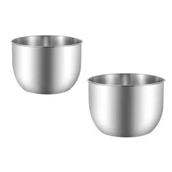 Набор глубоких мисок из нержавеющей стали, глубокая миска из нержавеющей стали, глубокая миска для салата в форме шарика, глубокая миска для смешивания 18-8… (2) серебряный