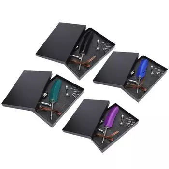 Набор гусиных ручек для письма, штамп для учеников и учителей, старинная каллиграфия, винтажный подарок Blue