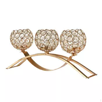 Набор хрустальных подсвечников для домашнего декора золотистый