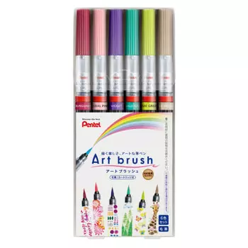 Набор художественных кистей Pentel Color Brush Pen, 6 цветов, XGFL-6ST