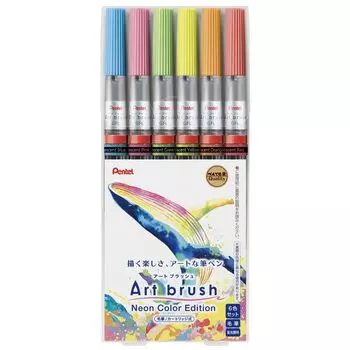 Набор художественных кистей Pentel Color Brush Pen, 6 цветов XGFLP-LM6STA