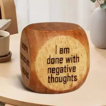 Набор игральных костей для позитивного утверждения Деревянные игральные кости осознанности с картой и сумкой Портативные игральные кости для утверждения Вдохновляющие подарки для женщин и мужчин A