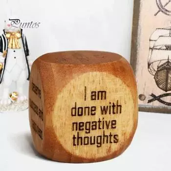 Набор игральных костей для позитивного утверждения Деревянные игральные кости осознанности с картой и сумкой Портативные игральные кости для утверждения Вдохновляющие подарки для женщин и мужчин A