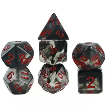 Набор игральных костей DND 7 шт./набор многогранных игральных костей D4-D20 для RPG DNDGame, настольная игра кубики Nebula Effect Dice black red