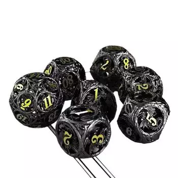 Набор игральных костей DND - Элегантные игральные кости Dungeons and Dragons с дизайном дракона Tree Vine - Премиальные металлические игральные кости DND и D&D золотой/чёрный