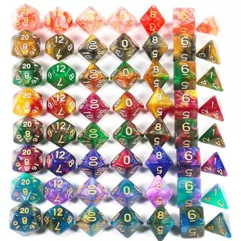 Набор игральных костей Galaxy Polyhedral Dice 7 шт. DND Digital Dices для настольных ролевых игр, аксессуары красный