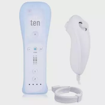 Набор игровых контроллеров Wii: Левая и правая ручки, прямая ручка, изогнутая ручка в виде куриной ножки с силиконовым покрытием и ремешком на запястье. HY-6203 розовый