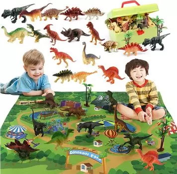 Набор игрушек динозавров из 52 популярных больших Ania Triceratops Tyrannosaurus Rex Velociraptor Креативный парк динозавров для девочек и мальчиков Игрушки для подарка на день рождения