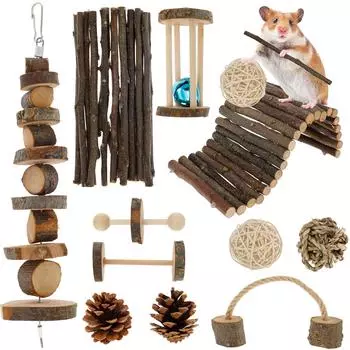 Набор игрушек для хомяков, кролик, мышь, натуральное маленькое животное, деревянные игрушки для морских свинок, чистка зубов, скрежетание моляров, забота, жевание, игрушка