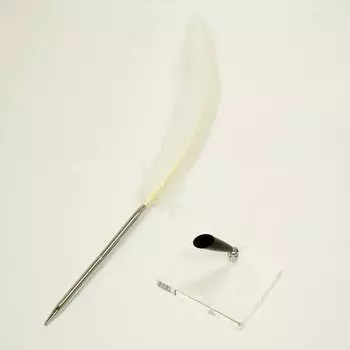 набор индейка перьевая латунь роторные бункеры ручка прозрачная акриловая подставка с черным держателем для ручки Белое перо 2 набора японской обработки +