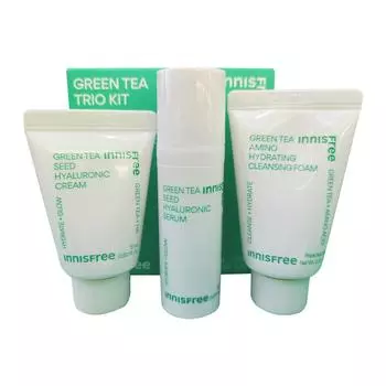 Набор Innisfree Green Tea Trio (Сыворотка15мл+Крем15мл+Форма20г) #1KIT