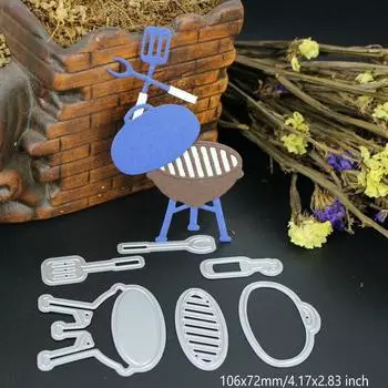 Набор инструментов для барбекю, гриля, штампы, металлический трафарет, сделай сам, скрапбукинг, альбом, тиснение бумажной карты, ремесло, художественная высечка, барбекю