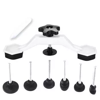 Набор инструментов для беспокрасочного удаления вмятин с кузова автомобиля с мостом для вытягивания и 6 клеевыми пистонами, выравнивающим карандашом