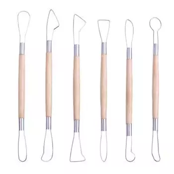 Набор инструментов для гончарного дела DIY Резьба по дереву с двумя головками Плоский проволочный нож Деревянный Заготовка Пластиковый Инструмент One Size