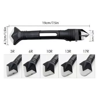 Набор инструментов для клея с металлической головкой 5 в 1: Силиконовый шпатель, средство для удаления герметика, затирки, герметизация и угловой лом чёрный