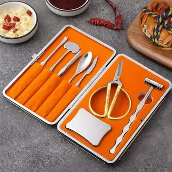 Набор инструментов для краба, зажим для краба, открытый краб, разделка и поедание волосатых крабов, специальные кухонные принадлежности, инструменты 8 шт.