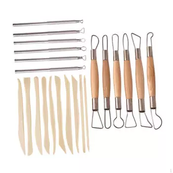 Набор инструментов для лепки из глины, 22 предмета, инструмент для лепки из керамики, двухсторонний, набор для резьбы