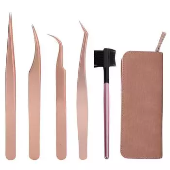 Набор инструментов для накладных ресниц из нержавеющей стали, пинцет-зажимы, портативная щеточка для ресниц
