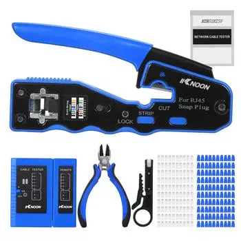 Набор инструментов для обжима RJ45 «Все в одном» Сквозной обжимной инструмент для Cat5e Cat6 Cat6a стандарт RJ45 синий
