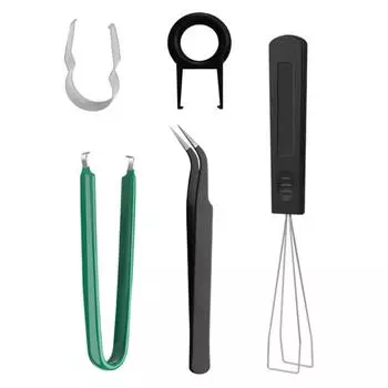 Набор инструментов для очистки механической клавиатуры компьютера 5 в 1 со съемником клавиш, экстрактором переключателей и антистатическим пинцетом