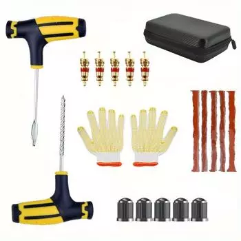 Набор инструментов для ремонта автомобильных шин из 19 предметов, инструмент для шипования, заглушка для прокола шин автомобиля, плоскогубцы с игольчатым носом, вакуумная пленка, футляр для хранения гвоздей EVA