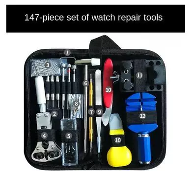 Набор инструментов для ремонта часов, набор для ремонта часов из 147 предметов, набор инструментов, средство для снятия ремешка для часов, нижнее открывание, набор инструментов для ремонта часов 147