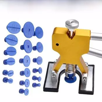 Набор инструментов для ремонта вмятин на автомобиле с экстрактором-присоской и 18 прокладками для устранения повреждений листового металла и града.