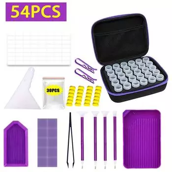Набор инструментов для рисования алмазами из 54 предметов, подходит для создания дизайна ногтей с помощью кристаллов и драгоценных камней, используется для хранения страз для ногтей, праздничные подарки для любителей алмазов