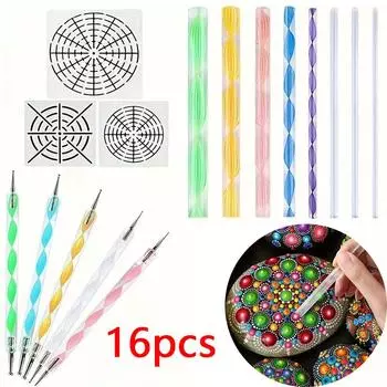 Набор инструментов для росписи камней, мандалы, искусства и керамики, с инструментом для росписи акриловыми палочками, шаблонами